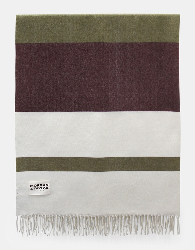 Morgan & Taylor - Kori Throw Blanket in Green, Cream and Brown Stripes