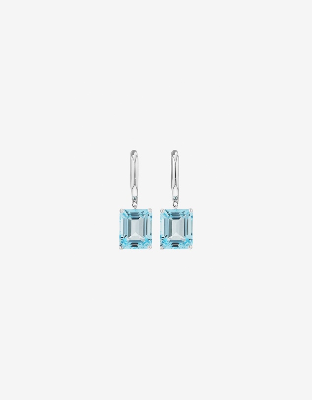 Michael Hill - Emerald Cut Sky Blue Topaz Drop Earrings in Sterling Silver