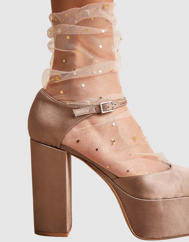 High Heel Jungle - Starry Sky Tulle Socks - Nude