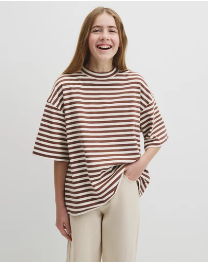 Country Road - Teen Australian Cotton Blend Short Sleeve Oversized Stripe T-shirt