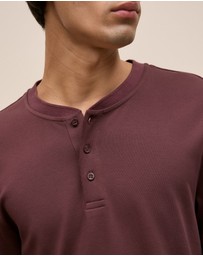 Trenery - Cotton Henley in Fudge