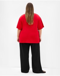 City Chic - Plus size Laid Back Monaco Tee - red