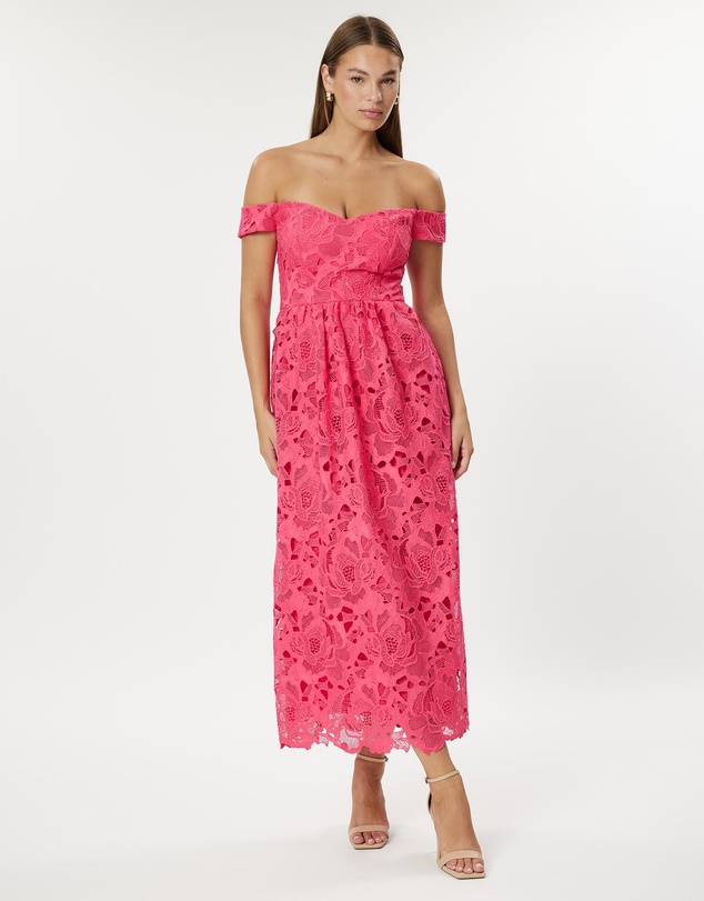Romance by Honey and Beau - Eve Off Shoulder Midi Dress
