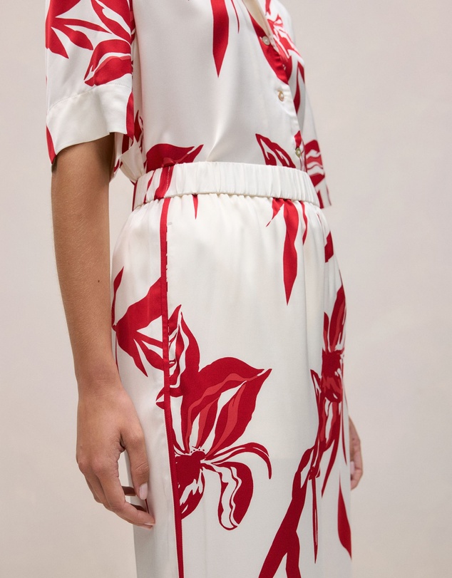 Trenery - Wild Iris Satin Relaxed Pant in White