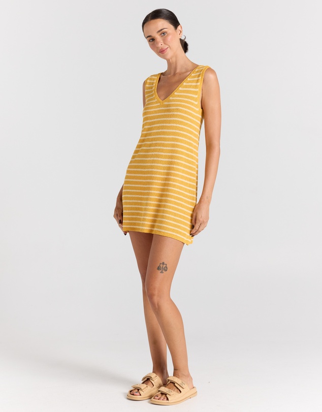 Poolside Paradiso - Surfside V Knit Dress - Sunshine