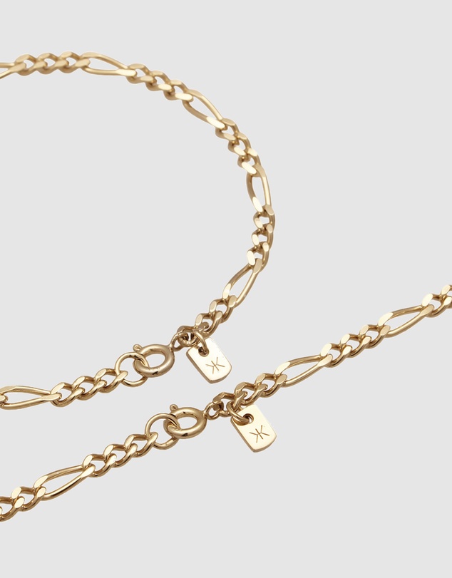 Kuzzoi - ICONIC EXCLUSIVE - Jewelry Set Men Figaro Chain in 925 Sterling Silver Gold Plated