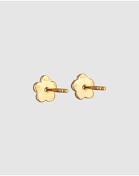 Elli Jewelry - Earrings Stud Flower Synthetic Ruby 925 Sterling Silver Gold-plated
