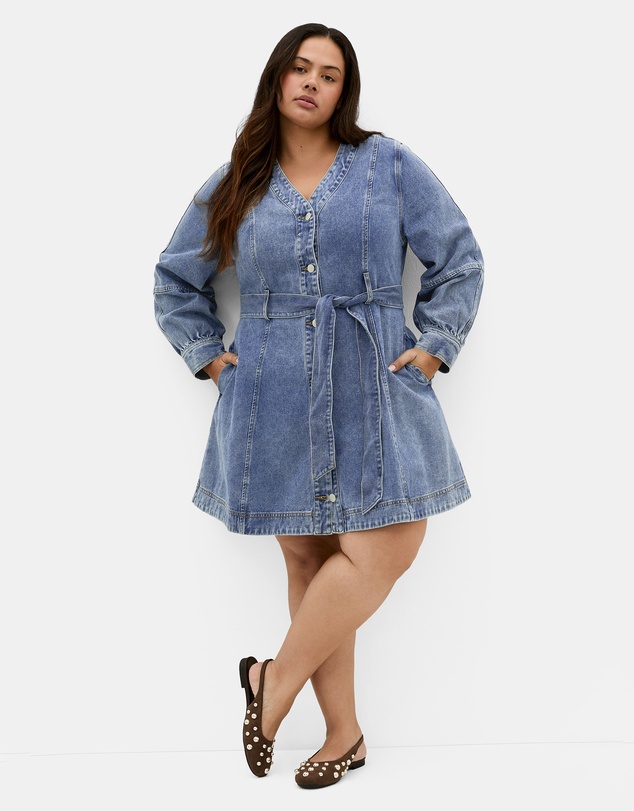 City Chic - Demi Belted Denim Mini Dress