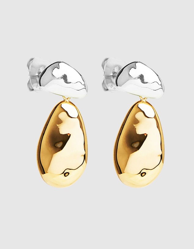 Najo - Double Pebblet Two-Tone Stud Earrings