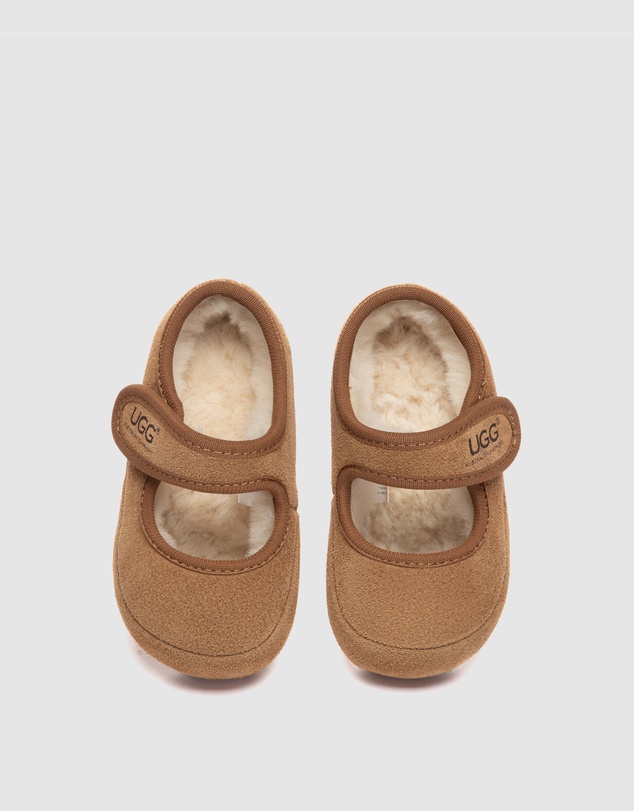 EVERAU - Australian Shepherd Ugg Millie Toddler Cow Suede Upper Loafer Oxfords Flats