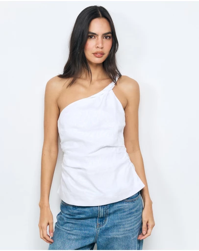 AERE - Penny Linen One Shoulder Top