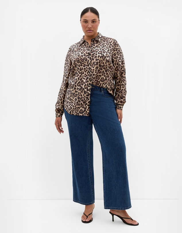 City Chic - Plus size Elsie Leopard Print Shirt - chocolate