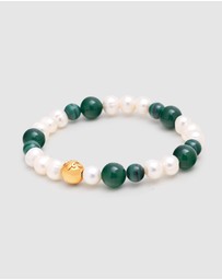 Nialaya Jewellery - Wristband with Pearls and Malachite