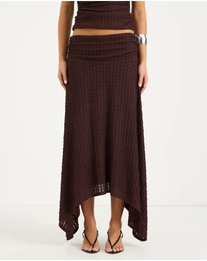 Calli - Raya Jersey Mid Rise Asymmetrical Midi Skirt