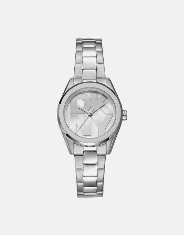 DKNY - Logo Silver 28mm Silver Dial Womens Watch + Silver Bracelet