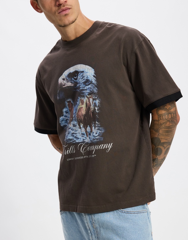 Thrills - Superior Power Box Fit Oversize Cropped Ringer Tee