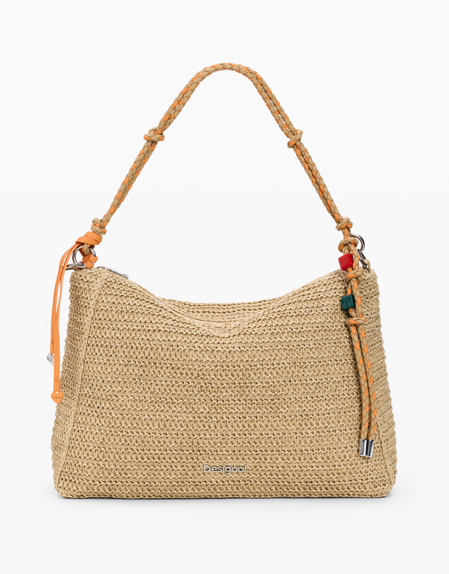 Desigual - Large raffia bag with charms