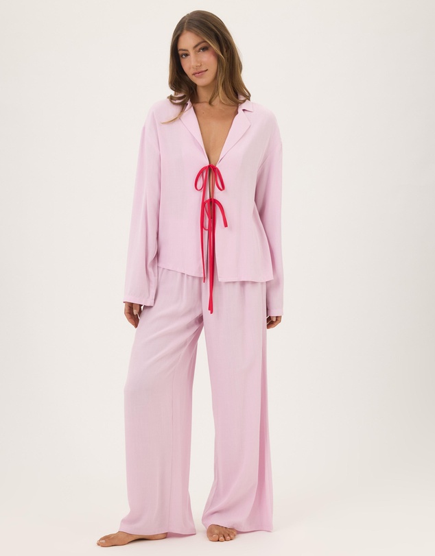 Atmos&Here - Marie Long Sleeve Sleeve And Bottoms Bow Tie Front Pyjamas