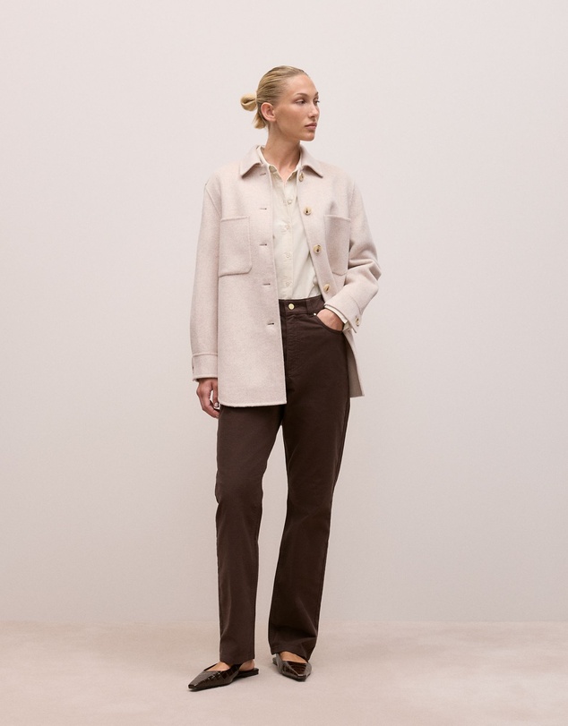 Trenery - Brushed Wool Shacket in Oatmeal Marle