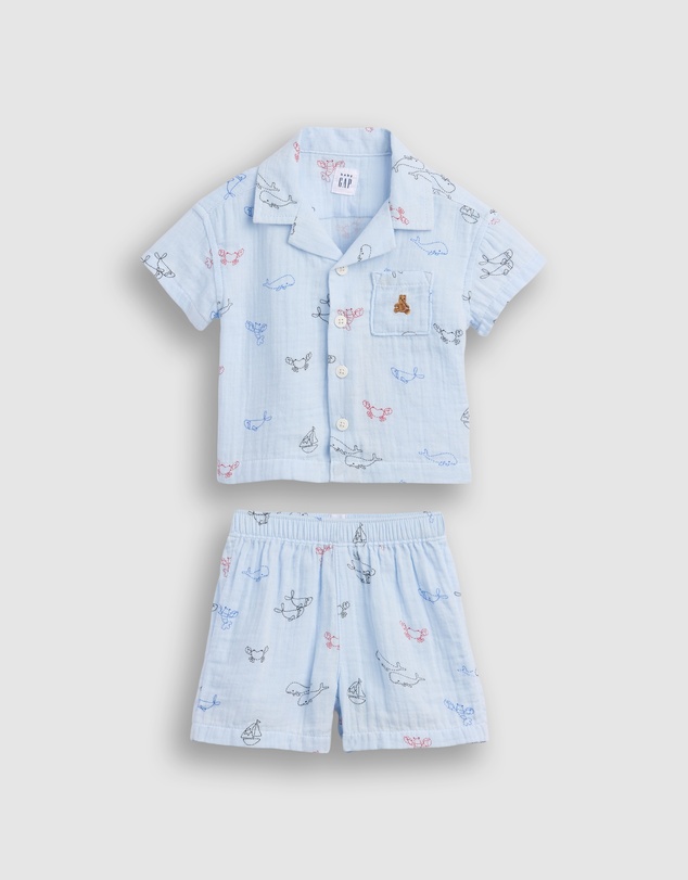 GAP - SS Button Down Shorts Set - Babies