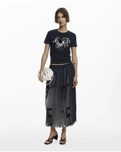 Desigual - Newspaper Texture Midi Skirt