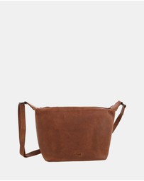 Milleni - Milleni Ladies Genuine Leather Double Zip Cross-Body Bag