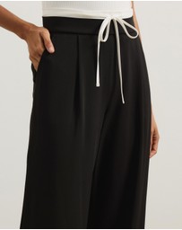 Atmos&Here - Cally Contrast Waist Wide Leg Pants
