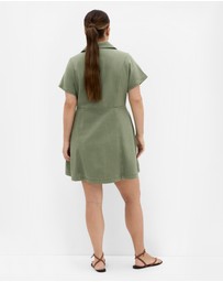 City Chic - Leia Short Sleeve Drill Mini Dress