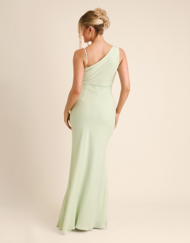 Six Stories - Cowl Front Asymmetrical Chiffon Bridesmaid Dress