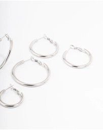 Lovisa - Waterproof Stainless Steel Large Basic Hoop Earrings Pack