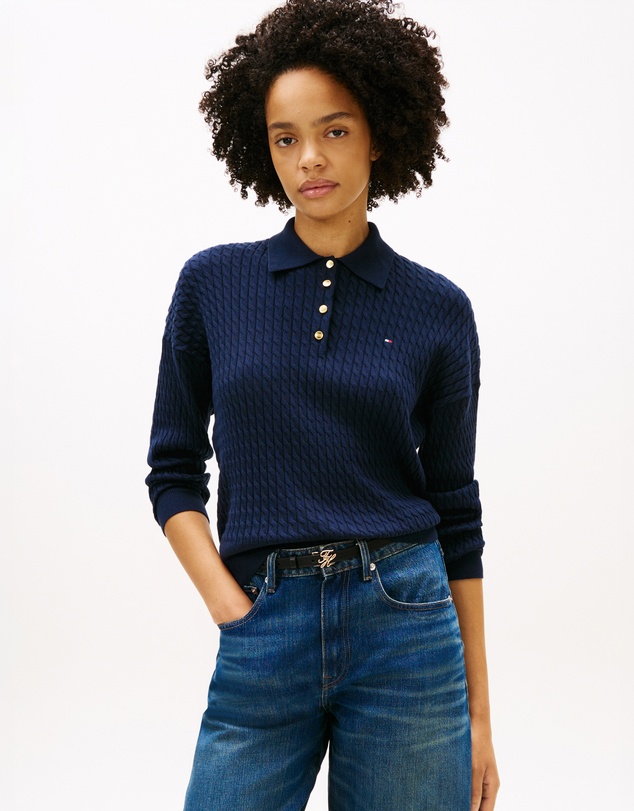 Tommy Hilfiger - Cable Knit Relaxed Polo Jumper