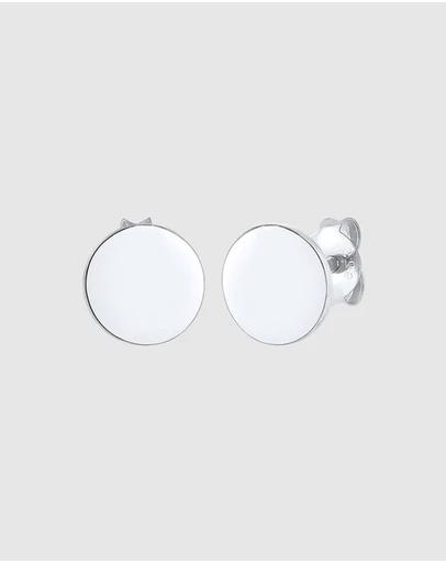 Elli Jewelry - Earrings Stud Plate Round Shine Classic in 925 Sterling Silver