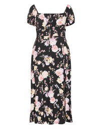 City Chic - Abbigail Floral Print Maxi Dress - Black