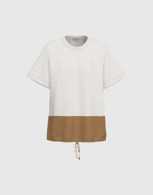 Emme - Camel Contrast Taffeta Top