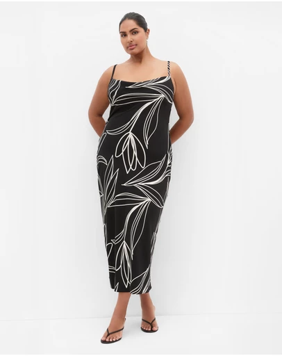 City Chic - Sadie Print Slip Dress - Black