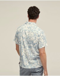 Oxford - Vinny Linen Blend Printed Short Sleeve Shirt
