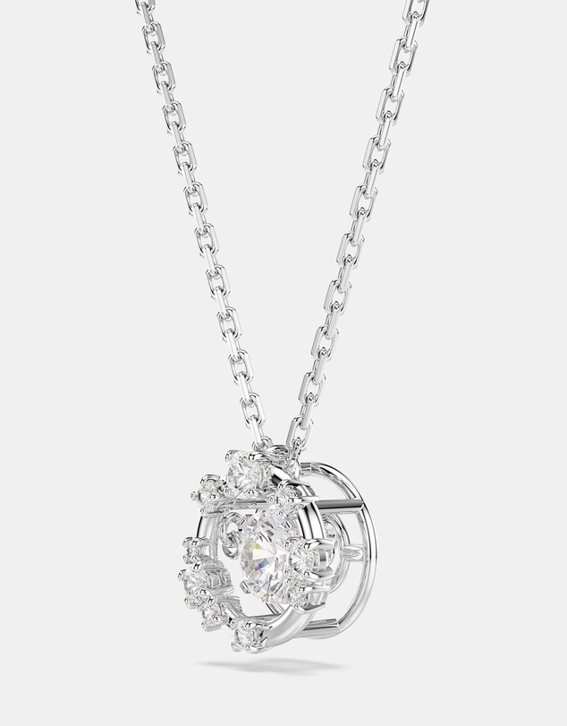 Swarovski - Constella Pendant, Round Cut, Dancing Stone, White, Rhodium Plated