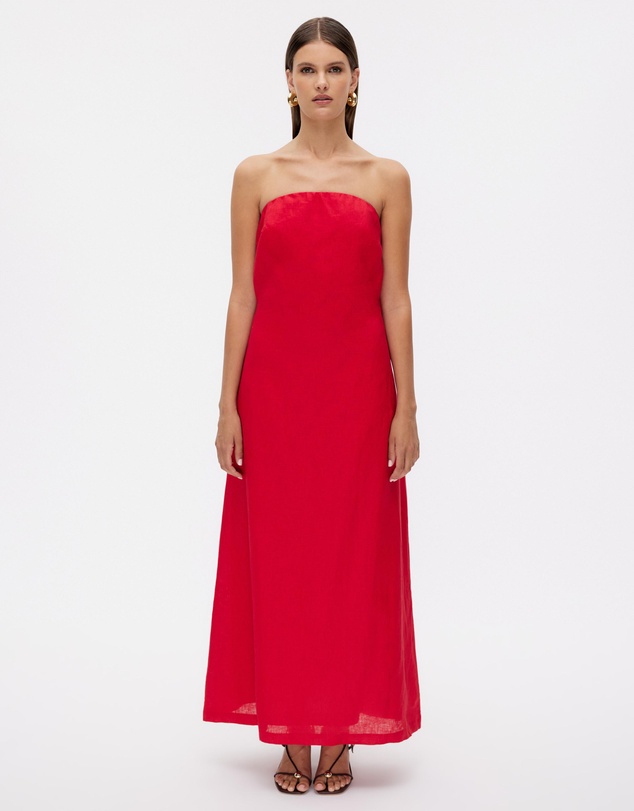 Minima Esenciales - Nivas Linen Empire Strapless Dress