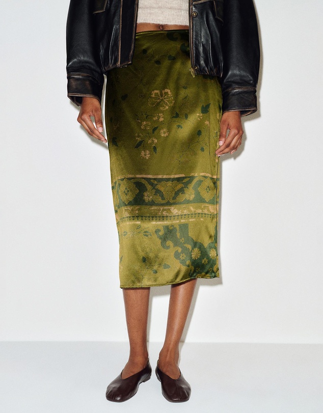 Reformation - Helen Low Waist Silk Midi Skirt