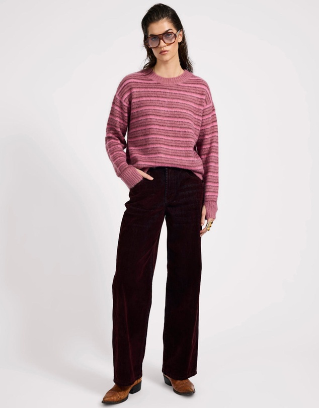 ONE TEASPOON - Striped Fluffy Mohair Knit Sweater - Pink Stripe