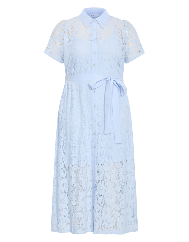 City Chic - Plus size Lani Lace Shirt Dress - sky blue
