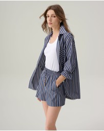 IDA+S - Sybil Striped Cotton Button Down Top