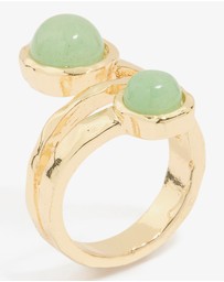Lovisa - Gold Plated Green Semi Precious Stone Double Circle Ring