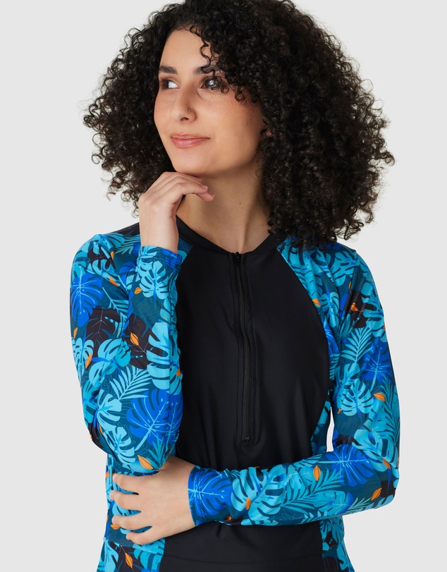 Modest Mermaid - Ocean zip swim dress SPF50+