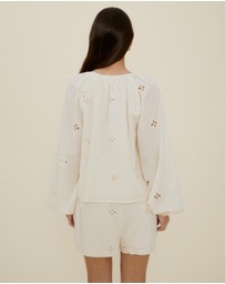 The Fated - Esther Puff Sleeve Broderie Blouse