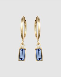 Elli Jewelry - Earrings Hoops Crystal Rectangle 925 Sterling Silver Gold-Plated