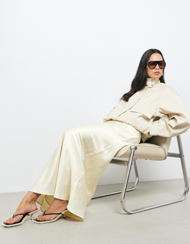 AERE - Bias Maxi Satin Skirt