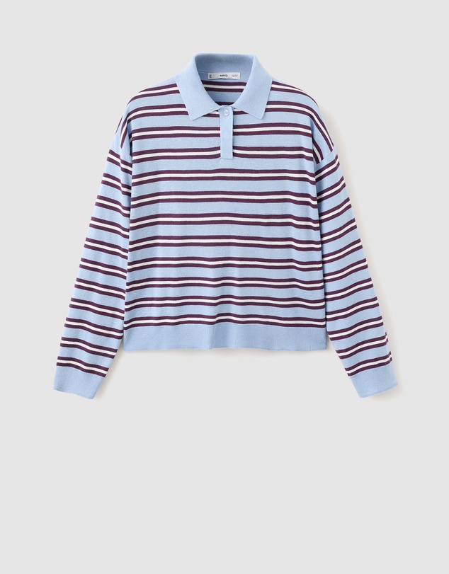M.N.G - Striped Polo-Neck Sweater