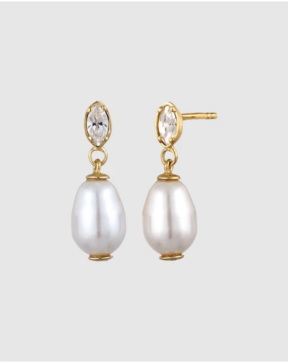 Elli Jewelry - Pearl Stud Earrings in Gold-Plated 925 Silver