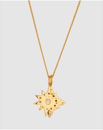 Elli Jewelry - Necklace Zirconia Moon 925 Sterling Silver Gold-Plated